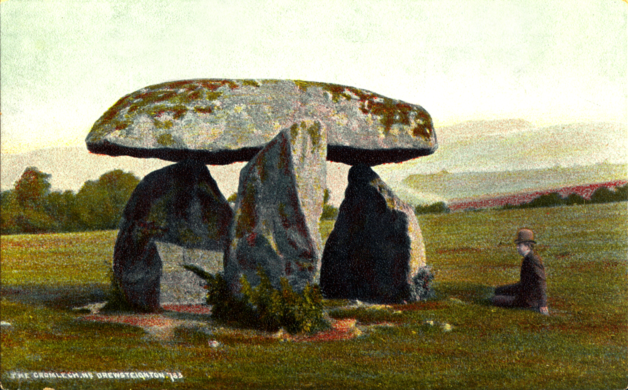 Stensättning – en dolmen, crom är keltisk för böjd, ech stenhäll, Devon England