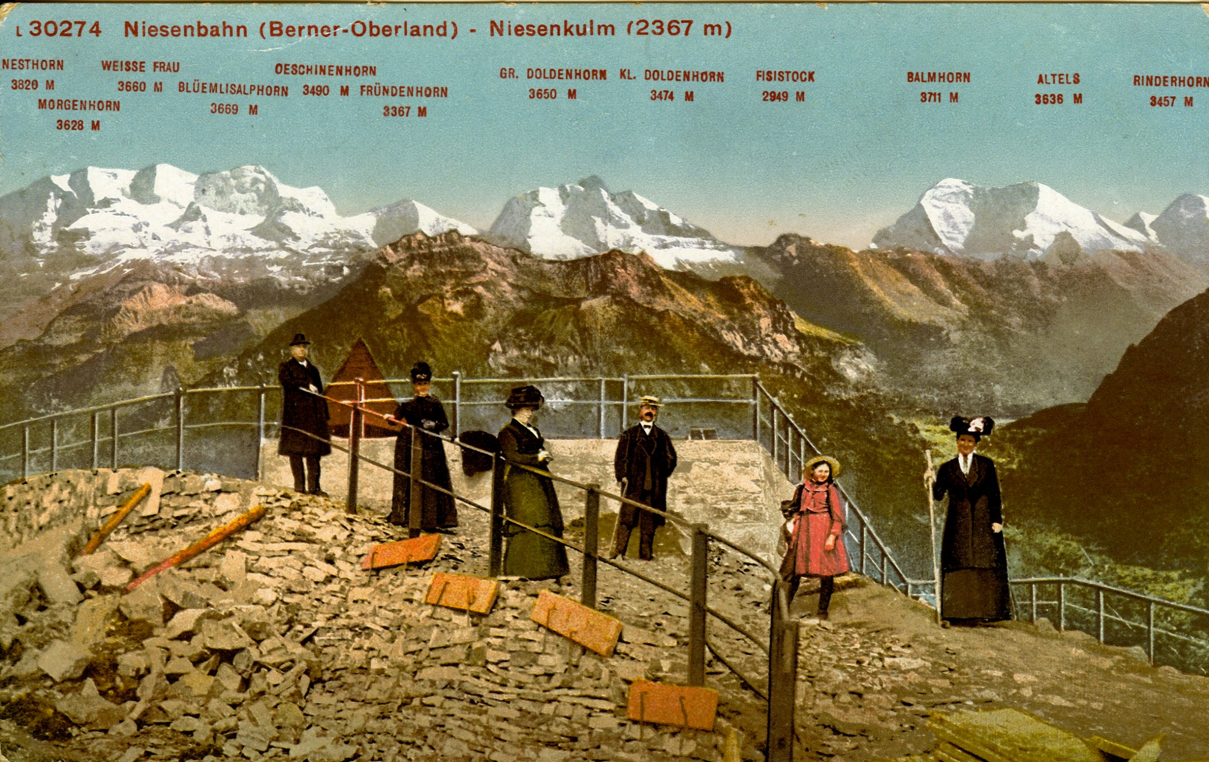 Utsiktspunkt, slutstation på Niesenbahn, 2367 m.ö.h. Bern, Schweiz