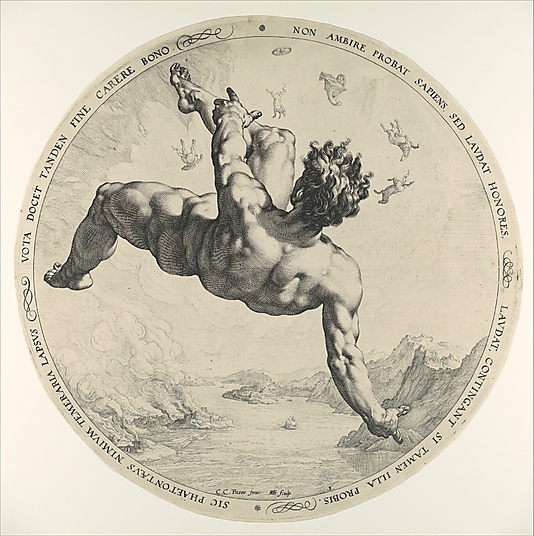 Ikaros fall, Faeton (Phaeton) från 1588 ur sviten De fyra vanärade