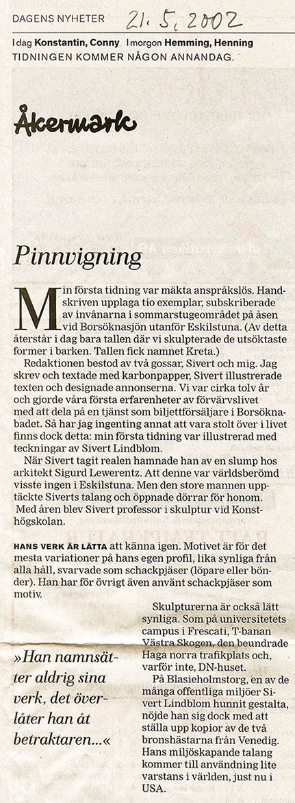 Åkermark om Sivert Lindblom och Eskilstuna, 2002 — sida 1