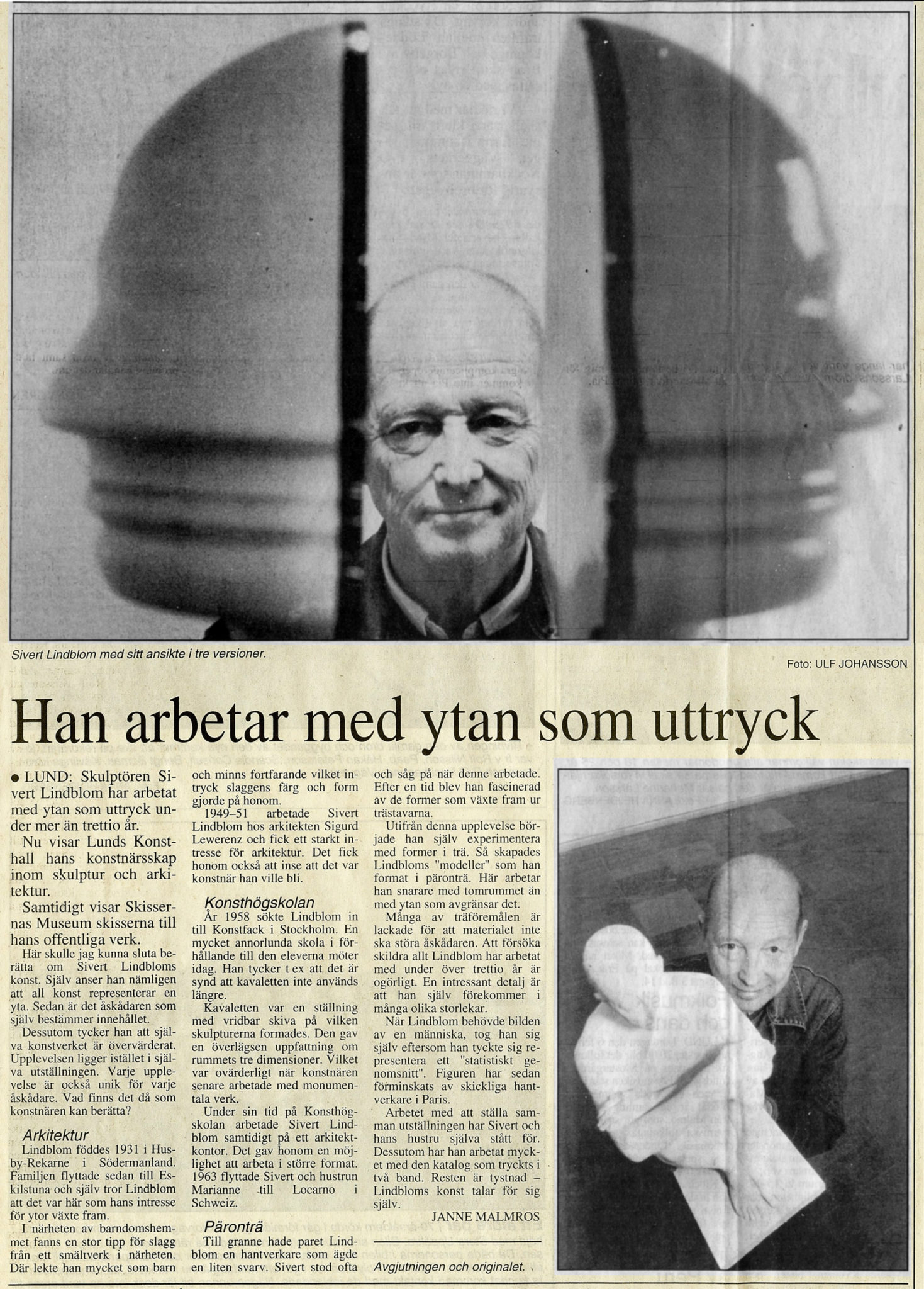 Skånska Dagbladet 5.02.93 — Skissernas museum / Lunds konsthall — sida 1