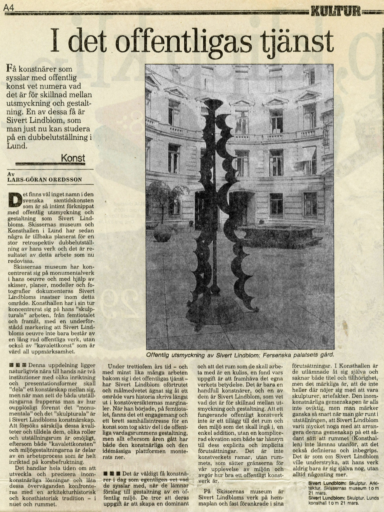 Sydsvenskan 19.02.93 — Skissernas museum, Lunds konsthall — sida 1