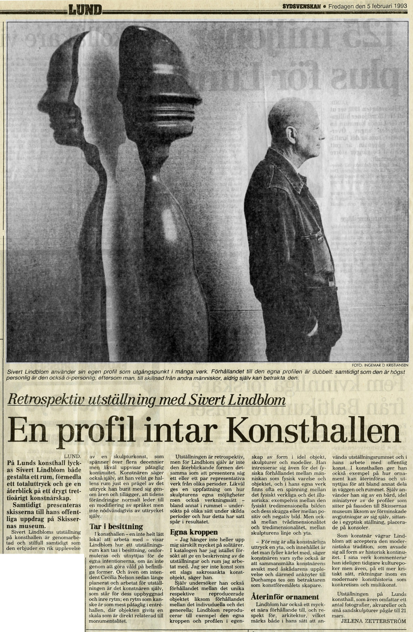 Lunds konsthall, Skissernas Museum — Sydsvenskan 5.02.93 — sida 1